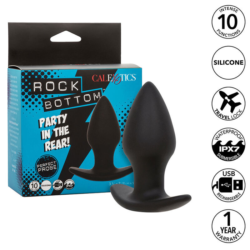 Calexotics - Rock Bottom Plug Anal Parfait 10 Vibrations Silicone Noir